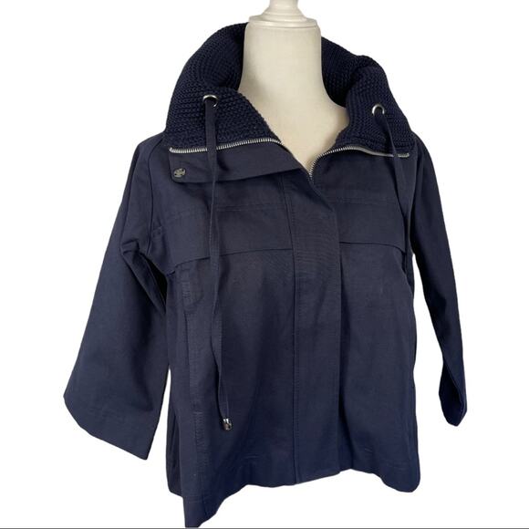 525 America Navy Cotton Cropped Zip Lined Jacket Women's Medium NWT - Picture 1 of 12